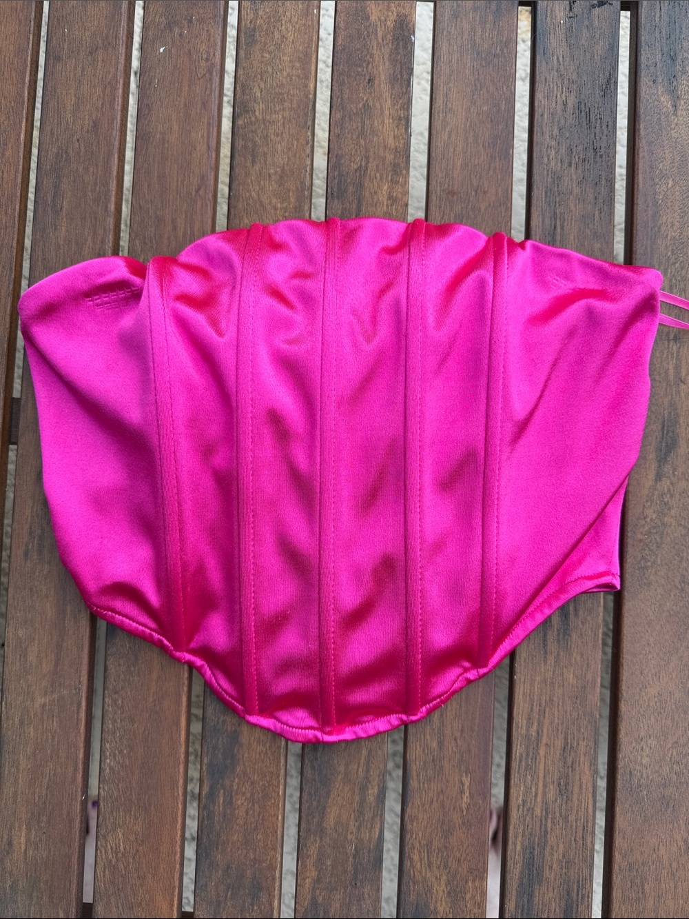 Ulta Beauty Bright Pink Strapless Corset Crop Top